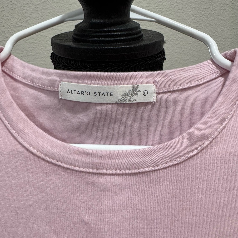 Altar'd State Pink Fitted Crop T-Shirt - Picture 2 of 3